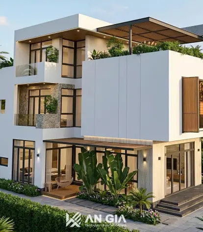 Nh&agrave; 3 tầng hiện đại m&aacute;i bằng