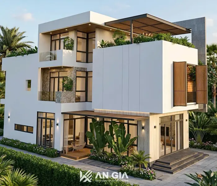 Nh&agrave; 3 tầng hiện đại m&aacute;i bằng