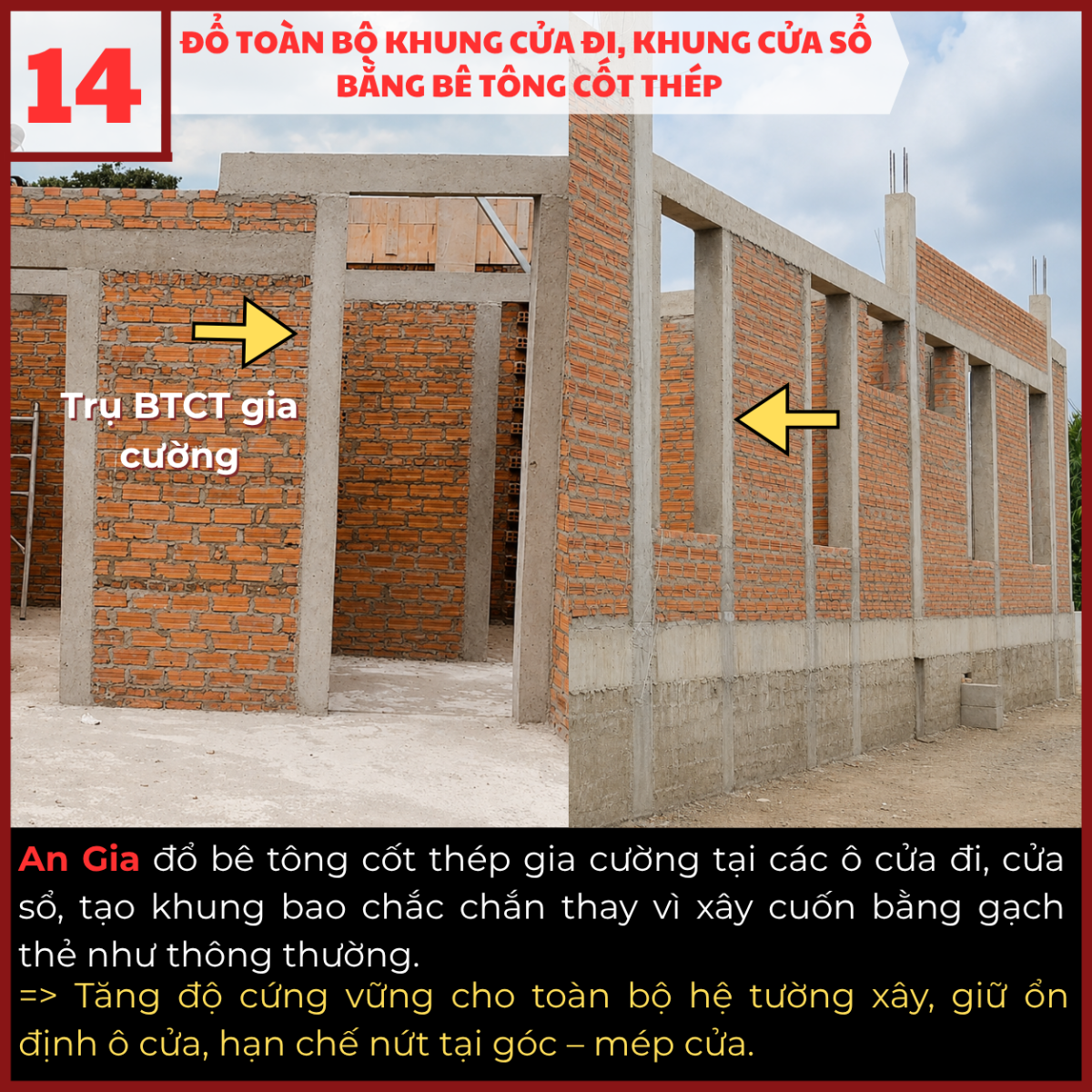 Gia cường bê tông cốt thép quanh cửa đi và cửa sổ