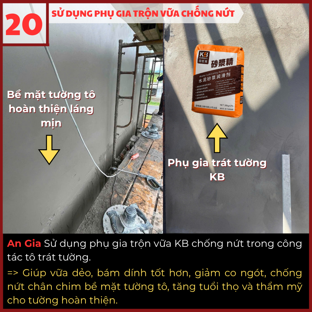 Sử dụng phụ gia trộn vữa chống nứt khi tô tường