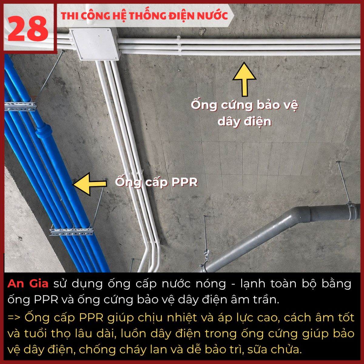 Thi công hệ thống điện nước bằng ống PPR và ống cứng