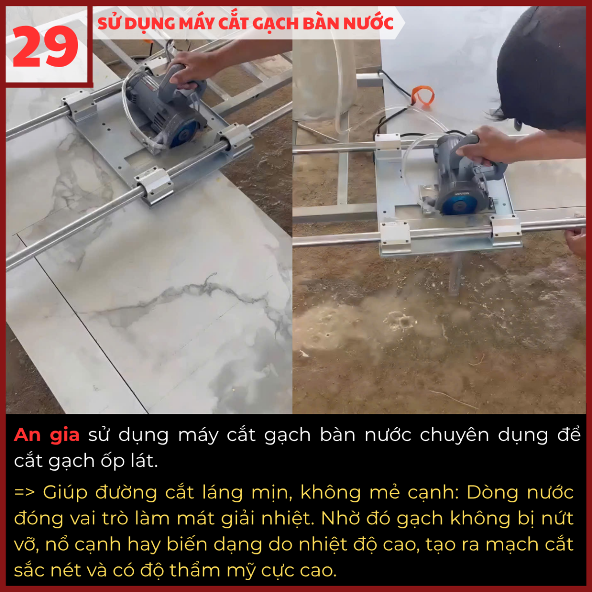 Sử dụng máy cắt gạch bàn nước trong thi công ốp lát