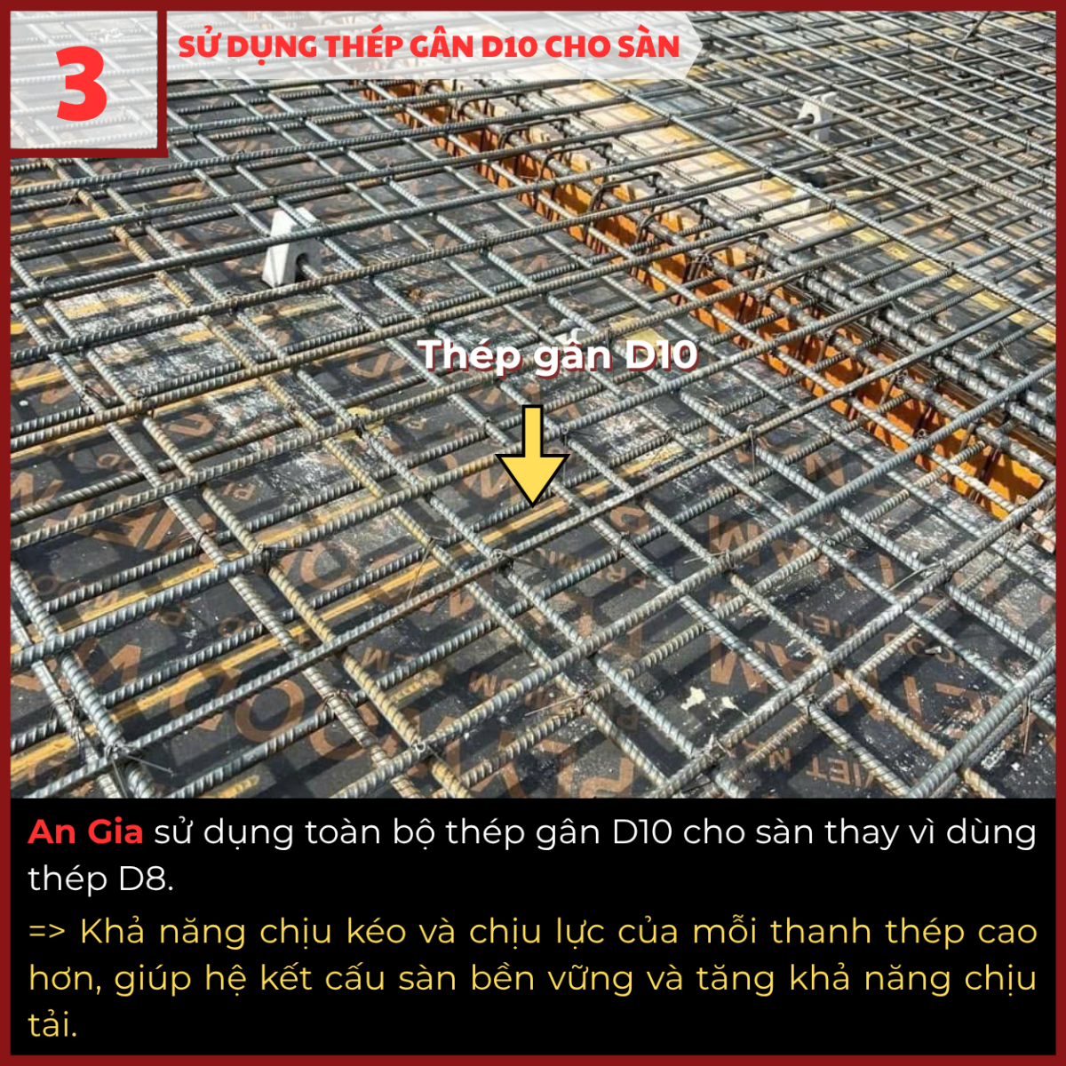 Sử dụng thép gân D10 cho sàn bê tông An Gia
